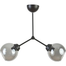 Modavize Rocco 1910 - E Modern Tasarım Cafe Mutfak Salon Siyah Renk Füme Camlı 2 Li Avize