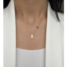 Purplefly Jewels Nazar Boncuklu Gold Renk Kararmaz A Harf Çelik Kolye PRP-Ç0129
