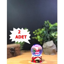 Lapidaria 2'li Noel Baba Yılbaşı Temalı  Işıklı  Kar Küresi Minik Boy  6 cm