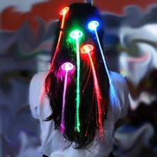 Kuzey 2 Adet LED Işıklı Saç LED Light Up Hair Fiber Optic Işıklı Toka Pilli LED Işıklı Saç Fiber Optik Saç LED Light Hair LED