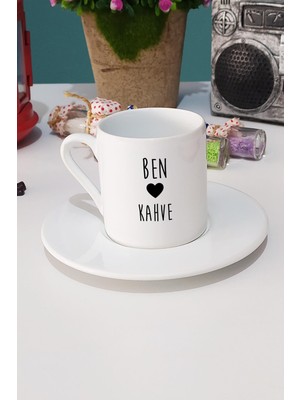 Hedizu Ben Kalp Kahve Türk Kahvesi Fincanı Beyaz