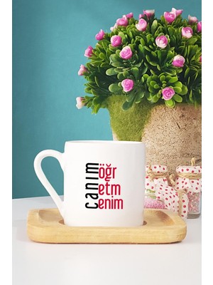 Hedizu Öğretmene Hediye Canım Öğretmenim Türk Kahvesi Fincanı Ahşap Altlıklı