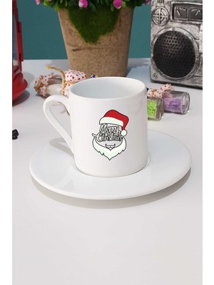 Hedizu Merry Christmas Yılbaşı Hediyesi Türk Kahvesi Fincanı Beyaz