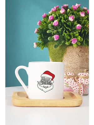 Hedizu Merry Christmas Yılbaşı Hediyesi Türk Kahvesi Fincanı Ahşap Altlıklı