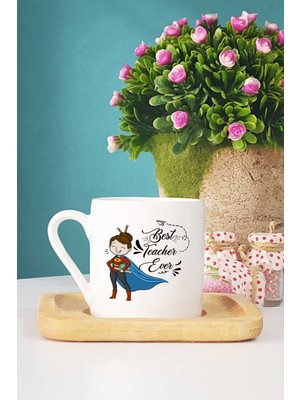 Hedizu Öğretmene Hediye Öğretmenler Günü Hediyesi Türk Kahvesi Fincanı Ahşap Altlıklı