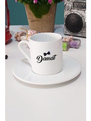 Hedizu Damat Hediye Türk Kahvesi Fincanı Beyaz