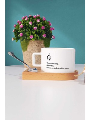 Hedizu Yıl Dönümü Hediyesi Eş Ahşap Altlıklı Fincan