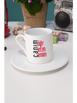 Hedizu Öğretmene Hediye Canım Öğretmenim Türk Kahvesi Fincanı Beyaz