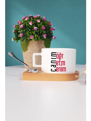 Öğretmene Hediye Canım Öğretmenim Ahşap Altlıklı Fincan