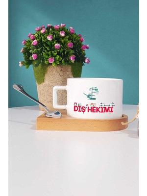 Diş Hekimi Hediye Ahşap Altlıklı Fincan