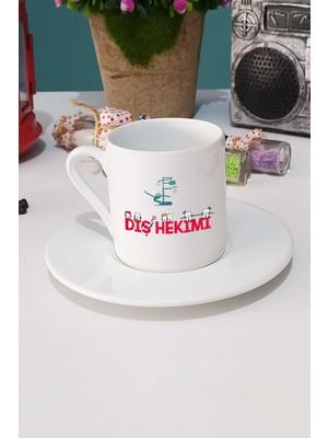 Diş Hekimi Hediye Türk Kahvesi Fincanı Beyaz