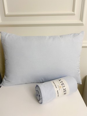 Atelier Home Mavi Çift Kişilik Lastikli Çarşaf Takımı 180X200 Pamuk Kumaş + 2 Yastık Kılıfı