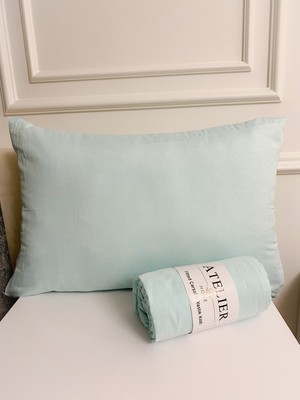 Atelier Home Mint Yeşili Çift Kişilik 180X200 Lastikli Çarşaf Takımı Pamuk Kumaş 2 Yastık Kılıfı