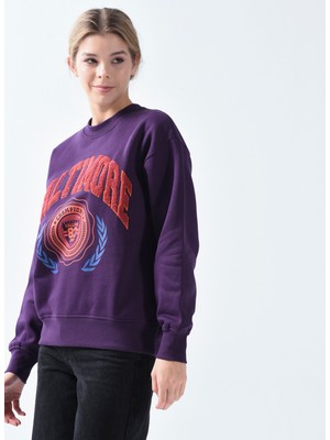 Jjxx Bisiklet Yaka Mor Kadın Sweatshirt 12224539