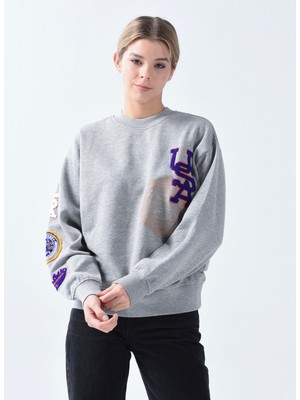 Jjxx Bisiklet Yaka Açık Gri Kadın Sweatshirt 12224539