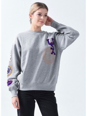 Jjxx Bisiklet Yaka Açık Gri Kadın Sweatshirt 12224539