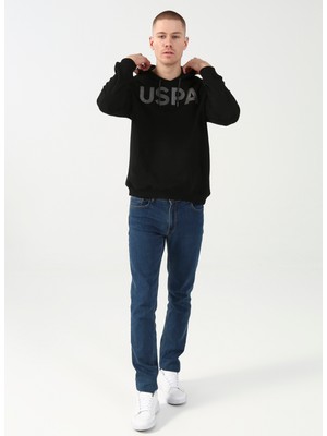 U.S. Polo Assn. Kapüşon Yaka Siyah Erkek Sweatshirt GUYSK022