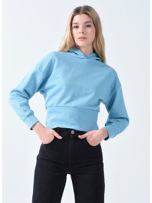 Lmtd Düz Kız Çocuk Açık Mavi Sweatshirt Nlfnotalı Short Bru Sweat W. Hood