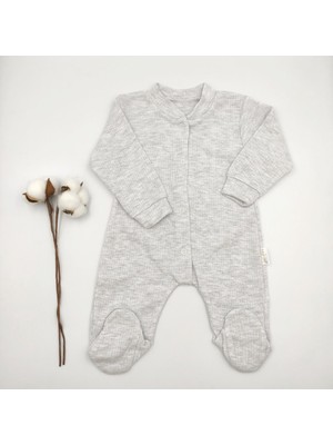 Bebek Star Fitilli Patikli Gri Bebek Tulumu %100 Cotton