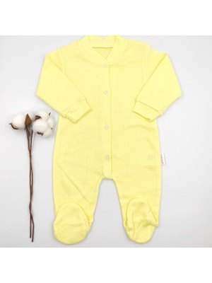 Bebek Star Fitilli Patikli Sarı Bebek Tulumu %100 Cotton