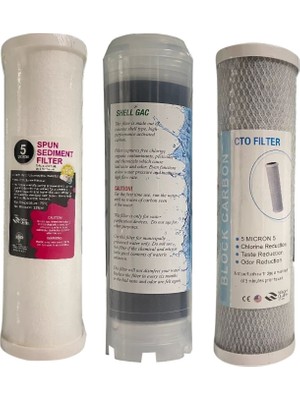 Evora Ihlas Aura Cebilon Uyumlu Açık Kasa Su Arıtma 3'lü Lüx 10" Filtre Seti