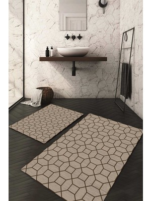 Napoli Home Dijital Baskılı Kaymaz Taban Yıkanabilir 2'li Klozet Takımı Banyo Paspası NDKZ-SD-987