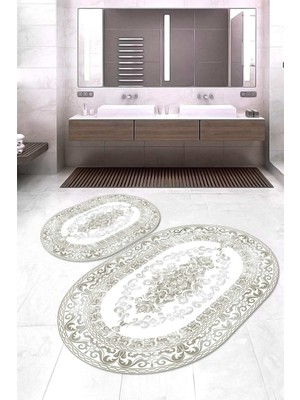 Napoli Home Dijital Baskılı Kaymaz Taban Yıkanabilir Oval 2'li Klozet Takımı Banyo Paspası NOKZ-HK-128