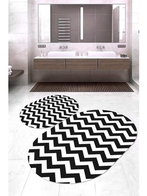 Napoli Home Dijital Baskılı Kaymaz Taban Yıkanabilir Oval 2'li Klozet Takımı Banyo Paspası NOKZ-HS-540