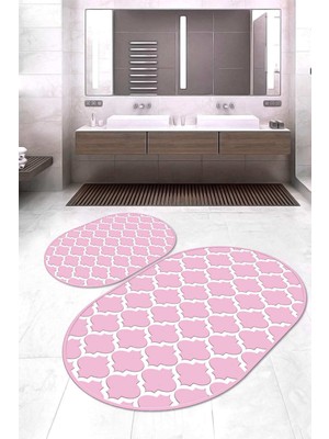 Napoli Home Dijital Baskılı Kaymaz Taban Yıkanabilir Oval 2'li Klozet Takımı Banyo Paspası NOKZ-HS-544