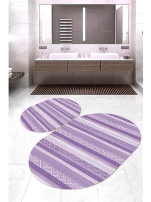 Napoli Home Dijital Baskılı Kaymaz Taban Yıkanabilir Oval 2'li Klozet Takımı Banyo Paspası NOKZ-HT-1011