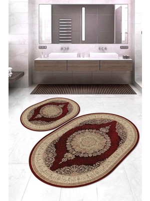 Napoli Home Dijital Baskılı Kaymaz Taban Yıkanabilir Oval 2'li Klozet Takımı Banyo Paspası NOKZ-HT-997