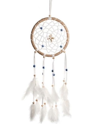 Hd Marketim Nazar Boncuklu Düş Kapanı Hand Made Dreamcatcher Kuş Tüyü Duvar Süsü Ev Dekor 13431