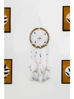 Hd Marketim Nazar Boncuklu Düş Kapanı Hand Made Dreamcatcher Kuş Tüyü Duvar Süsü Ev Dekor 13431