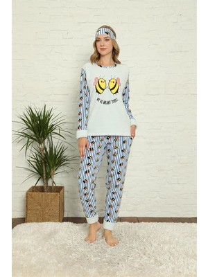 Hzr Welsoft Polar Kadın Manşetli Pijama Takımı 8425