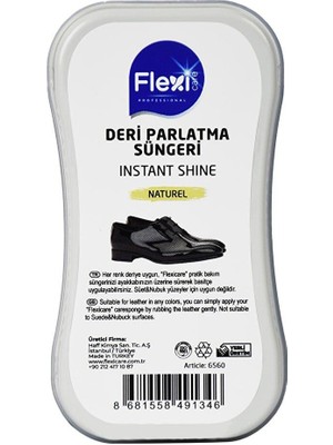 Flexi Care Lacivet Spor Deri Likit Ayakkabı Boyası 75 ml + Naturel Deri Ayakkabı Bakım, Temizleme ve Parlatma Süngeri