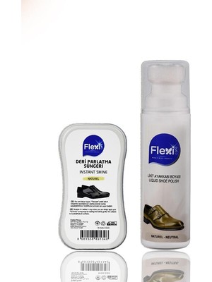 Flexi Care Naturel Spor Deri Likit Ayakkabı Boyası 75 ml + Naturel Deri Ayakkabı Bakım, Temizleme ve Parlatma Süngeri