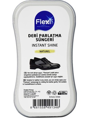 Flexi Care Naturel Spor Deri Likit Ayakkabı Boyası 75 ml + Naturel Deri Ayakkabı Bakım, Temizleme ve Parlatma Süngeri