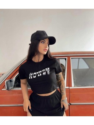 Aleksandrit Butik Howdy Black Crop