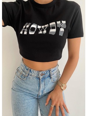 Aleksandrit Butik Howdy Black Crop