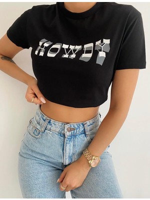 Aleksandrit Butik Howdy Black Crop