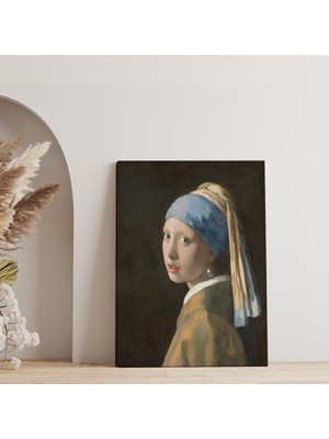 Lila Fil Lilafil Inci Küpeli Kız Kanvas Tablo, Ressam Johannes Vermeer