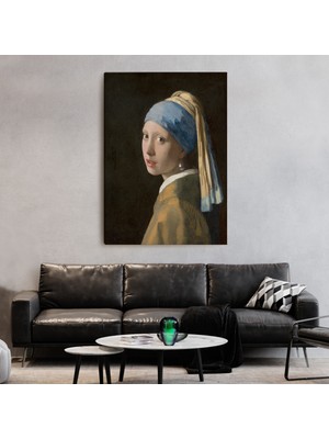 Lila Fil Lilafil Inci Küpeli Kız Kanvas Tablo, Ressam Johannes Vermeer