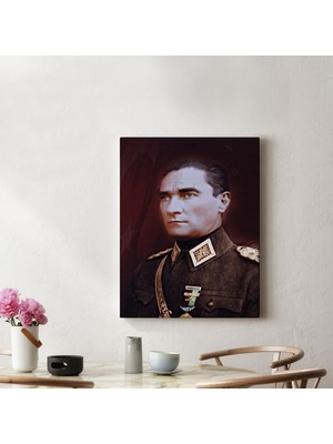 Lila Fil Lilafil Atatürk Portre Tablosu Mustafa Kemal Atatürk Dikdörtgen Dekoratif Kanvas Tablo