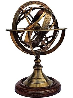 Hediye Fikri Pirinç Malzemeden Üretilmiş Dekoratif Horoskop Dünya Küre-50 cm