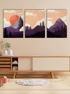 Satürn Design Minimal Manzara Desenli Kanvas Tablo Seti 3 Adet x 40X55CM