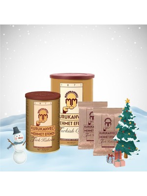 Kurukahveci Mehmet Efendi Yılbaşı Paketi Türk Kahvesi 100 gr x 2, 250 gr ve 500 gr