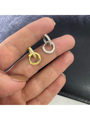 Best My Silver Kadın Gümüş Taşlı Halka Küpe