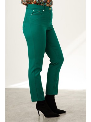Ekol Kadın Likralı Boru Paça Pantolon 6051009 Yeşil