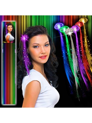 Kuzey 2 Adet LED Işıklı Saç LED Light Up Hair Fiber Optic Işıklı Toka Pilli LED Işıklı Saç Fiber Optik Saç LED Light Hair LED