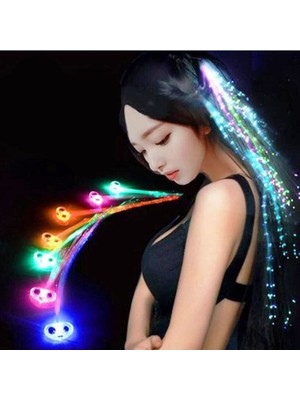 Kuzey 2 Adet LED Işıklı Saç LED Light Up Hair Fiber Optic Işıklı Toka Pilli LED Işıklı Saç Fiber Optik Saç LED Light Hair LED